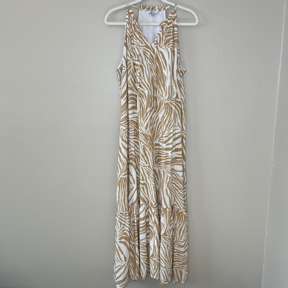 Women's Sundress Zebra Maxi Tiered Boho Coquette XL Beach‎ Summer Preppy